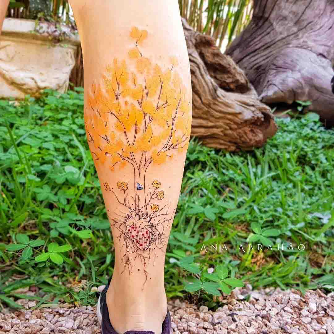 calf tattoo tree