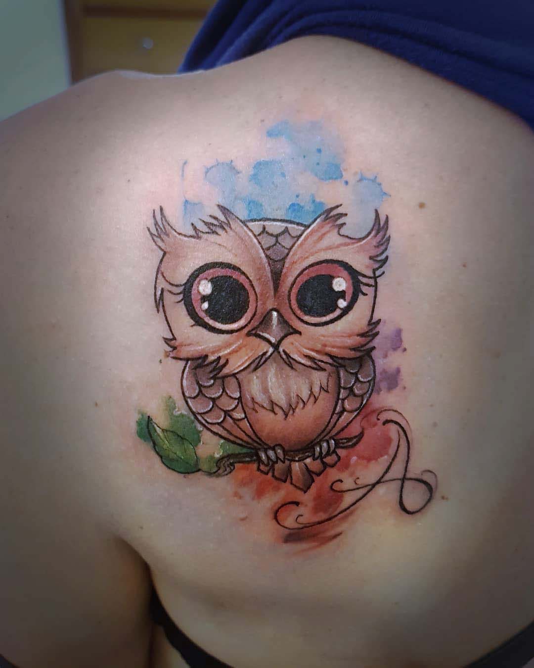 Cute Owl Tattoo on Shoulder Blade - Best Tattoo Ideas Gallery