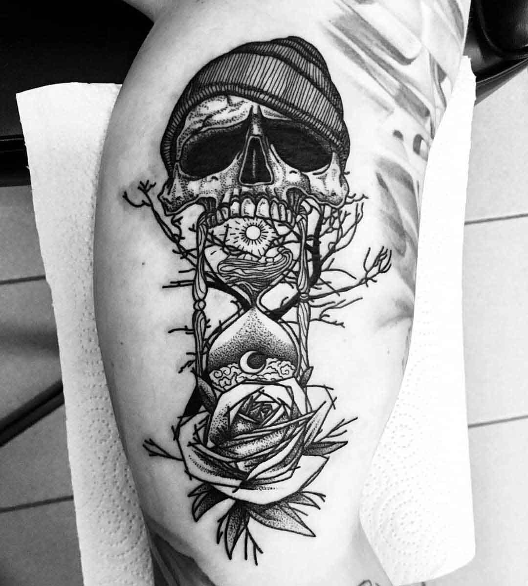 skull and hourglass tattoo