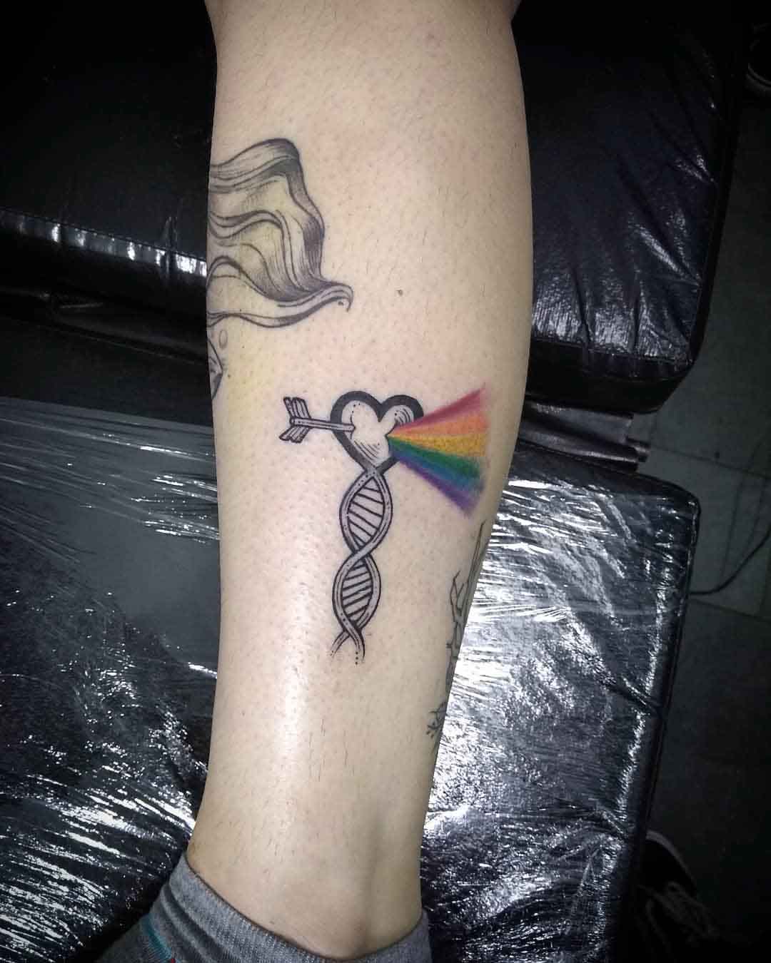 small heart rainbow tattoo