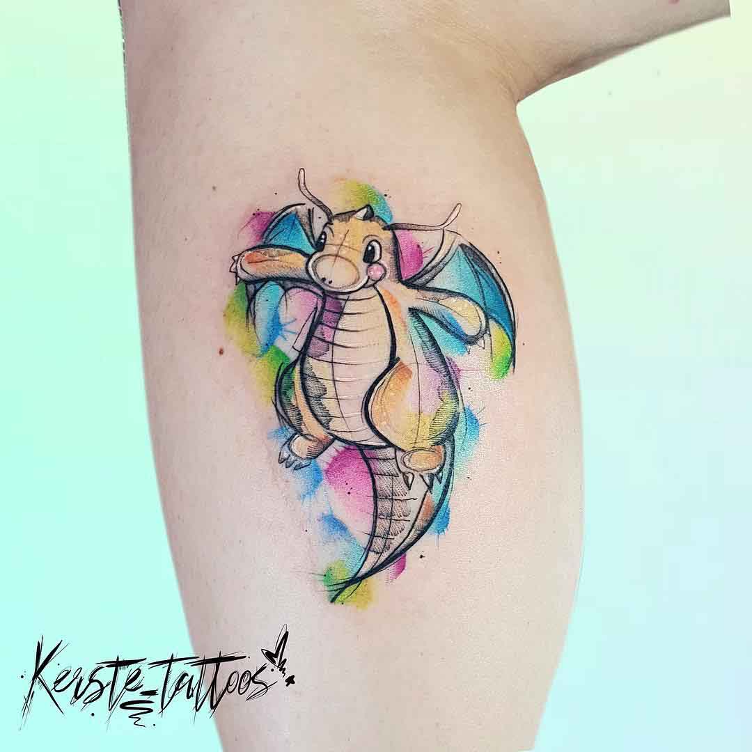 watercolor dragon tattoo