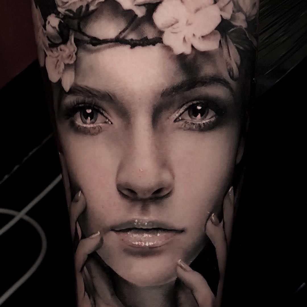 Girl Realistic Portrait Tattoo - Best Tattoo Ideas Gallery