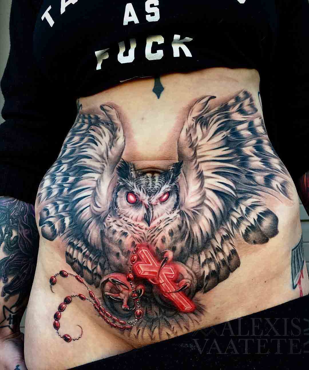 Owl Tattoo on Lower Belly - Best Tattoo Ideas Gallery