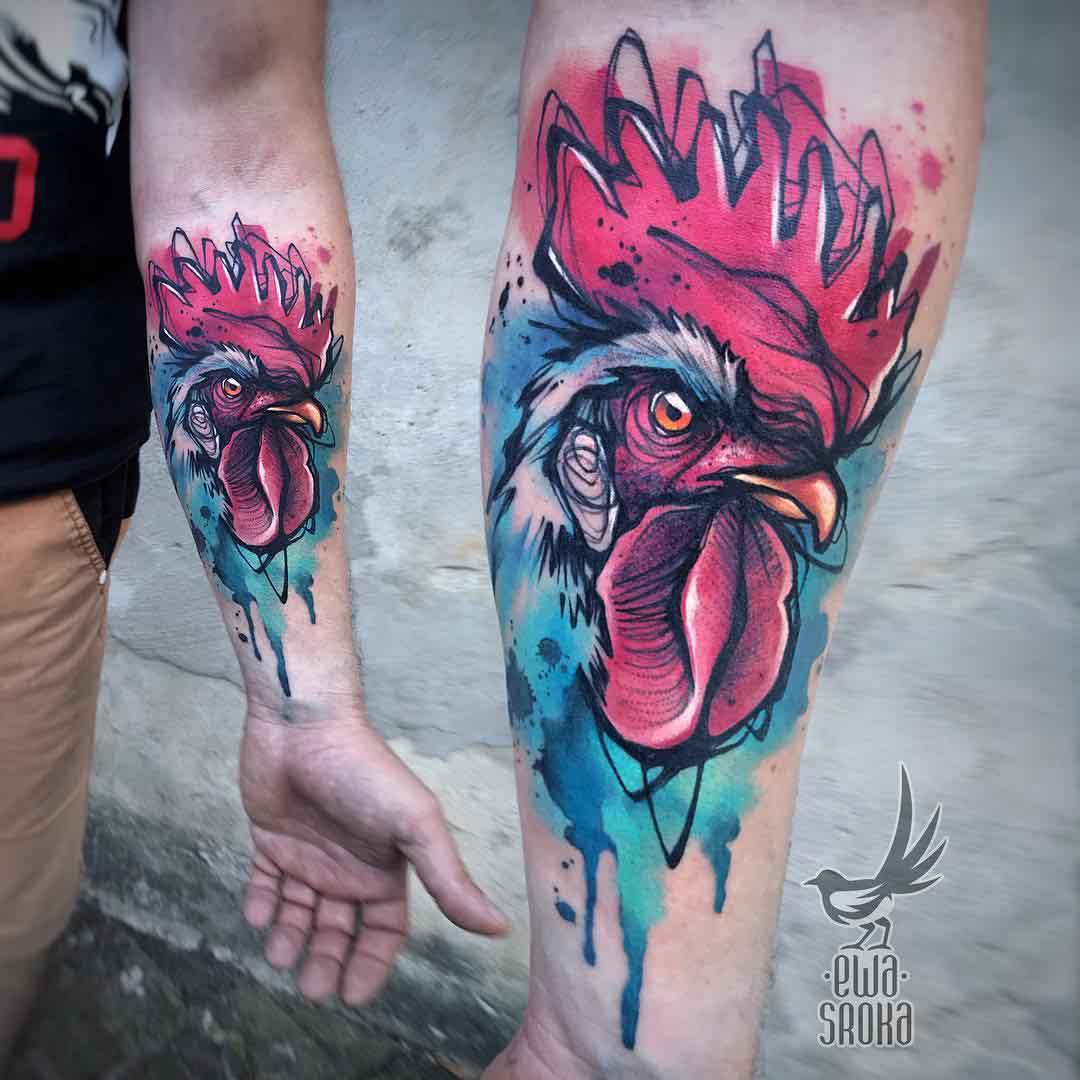 arm tattoo rooster