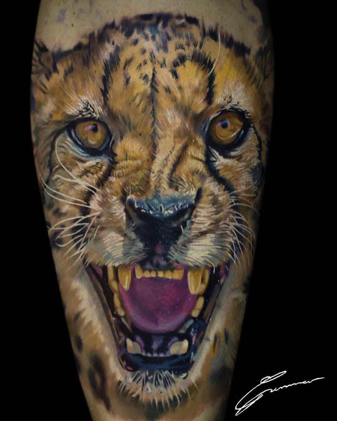 portrait cheetah tattoo
