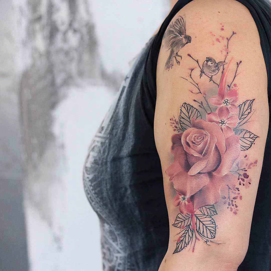 rose tattoo pink soft