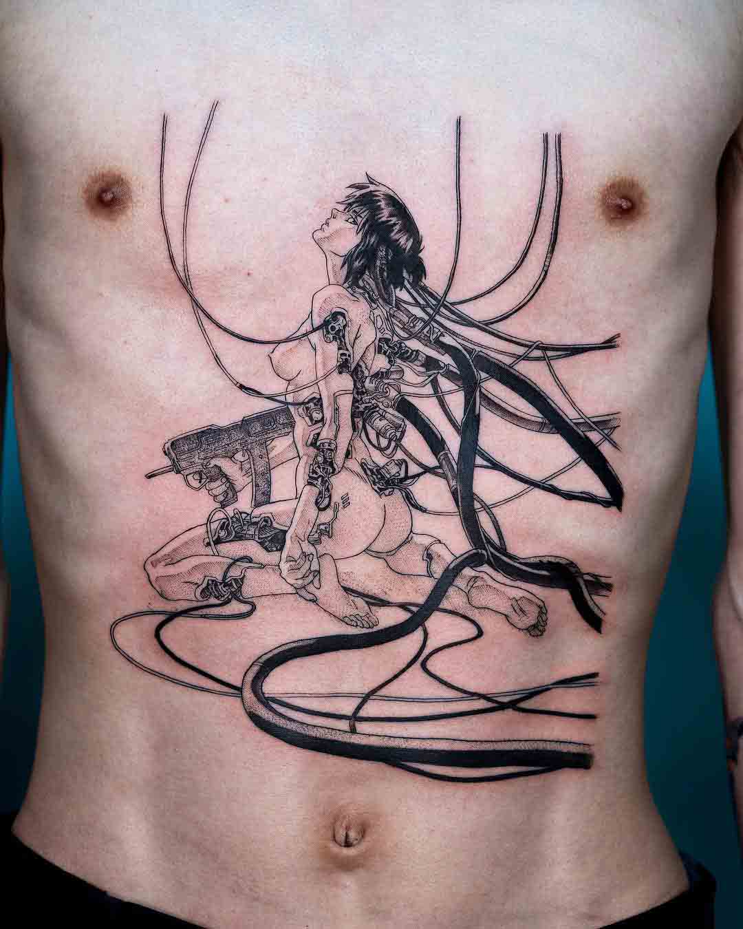stomach tattoo ghost in shell anime
