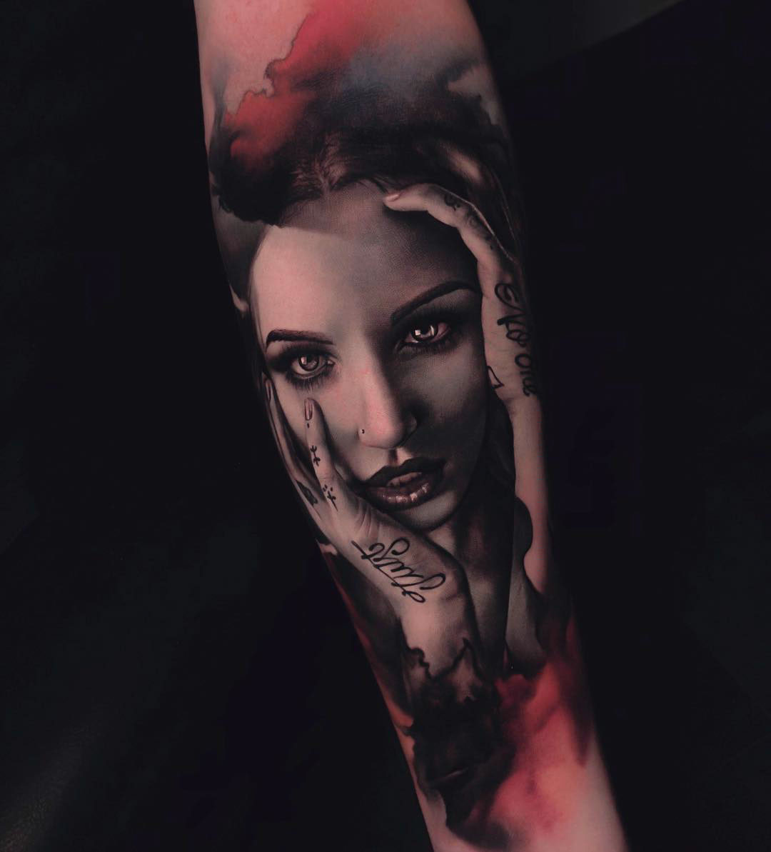 realistic tattoo portrait girl