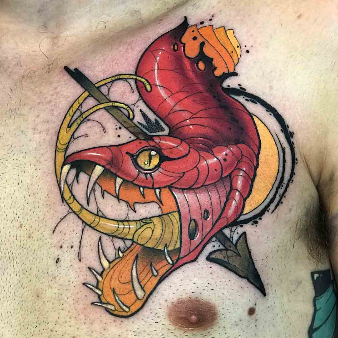 chest tattoo snake