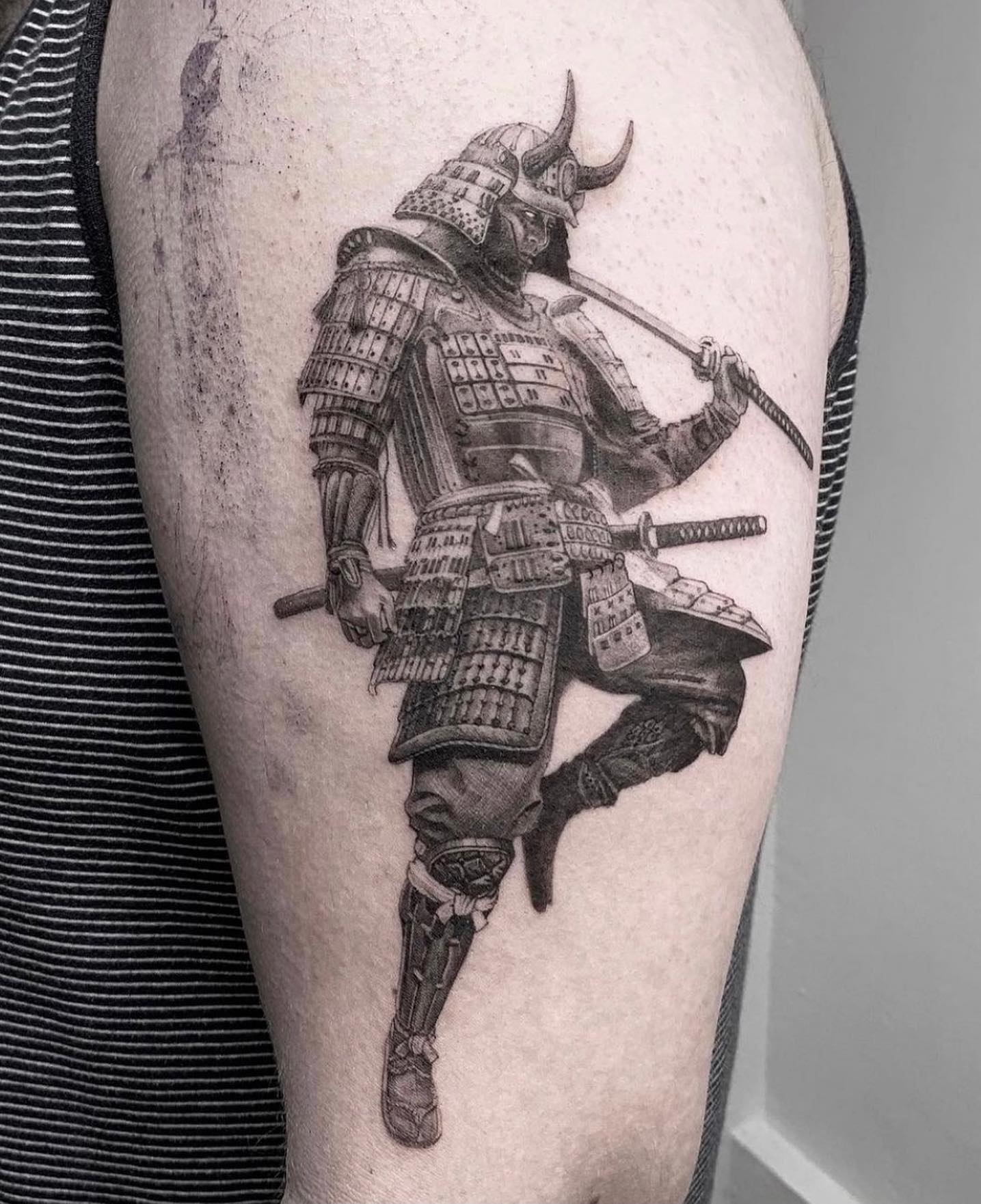 Samurai Tattoo On Men Back Shoulder