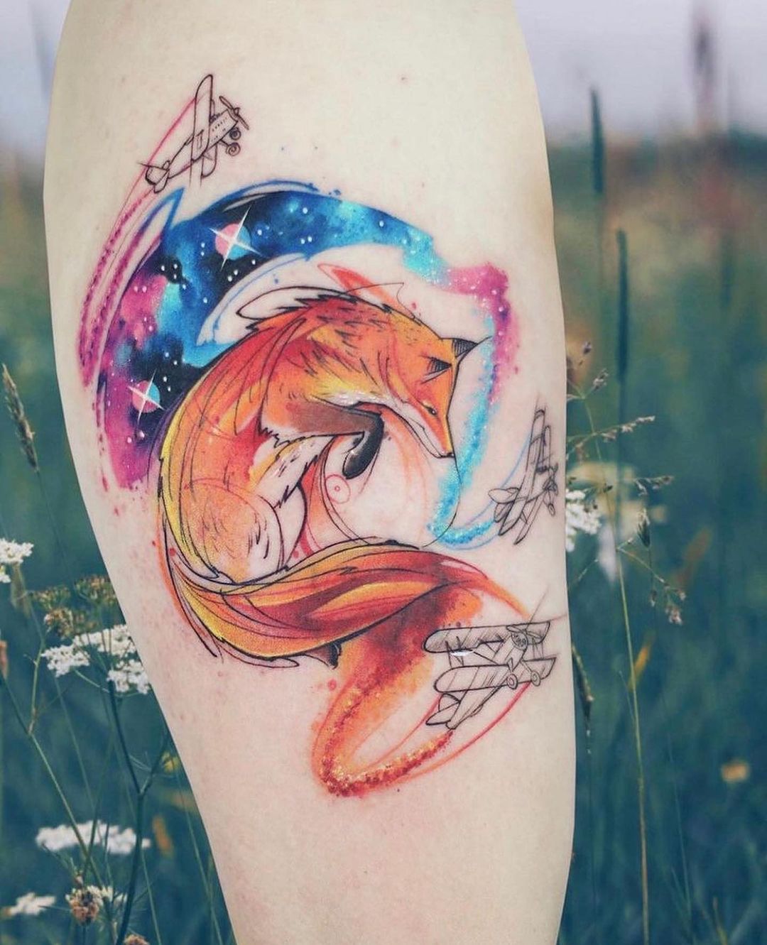 30 Cute Watercolor Fox Tattoos